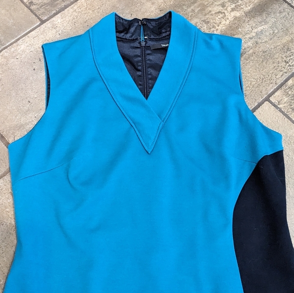 Tahari Makiko Sleeveless Work Evening Dress Size 14 Teal & Black - Picture 5 of 10
